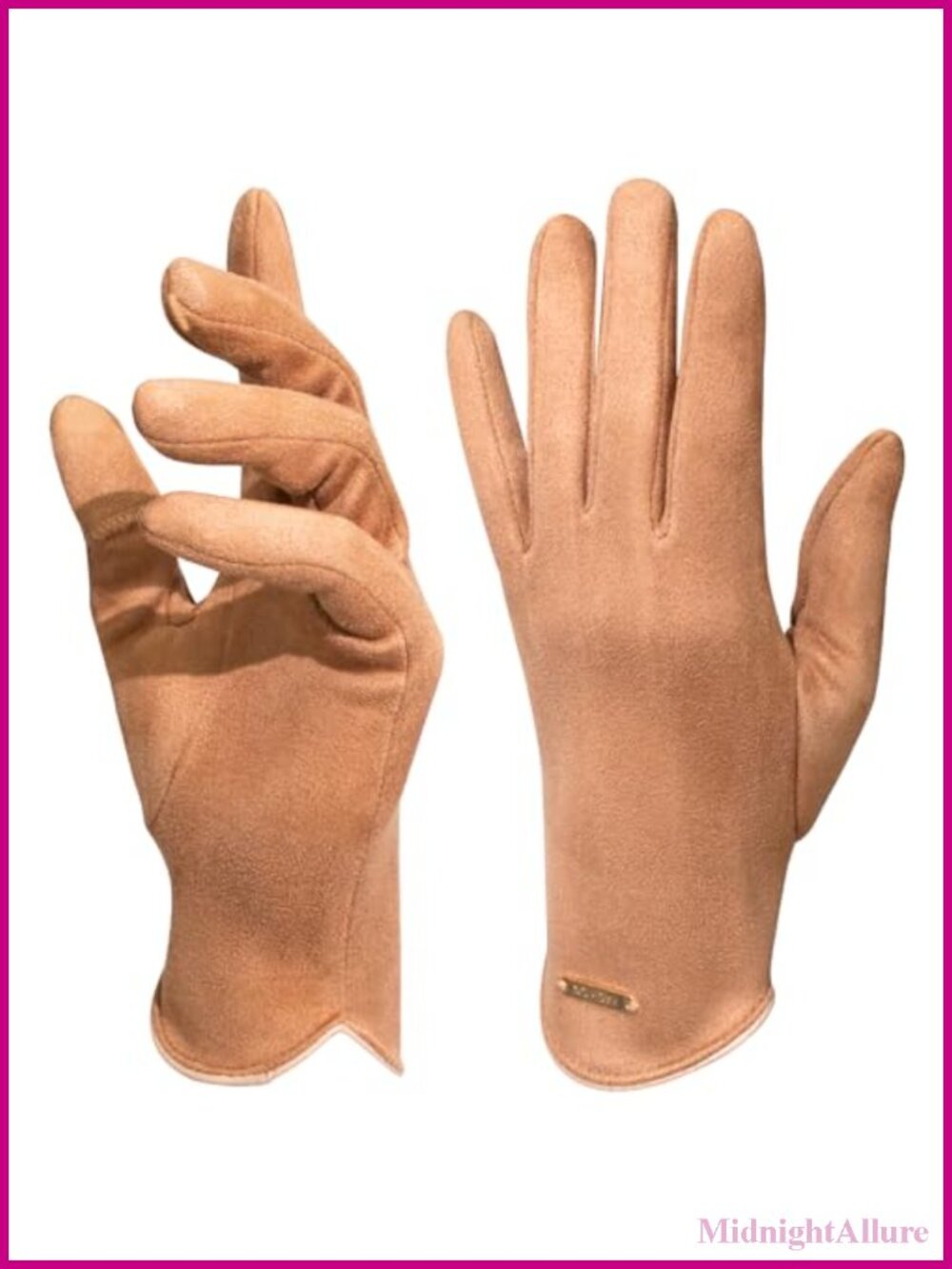 Womens Touchscreen Suede Winter Gloves Thermal Lined Slim Fit Warm